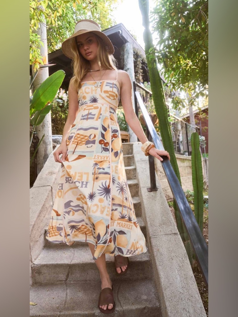 NWT Blu Pepper The Raelyn Beach Midi Dress- Blue and Yellow Summer Sun Dress- Sm